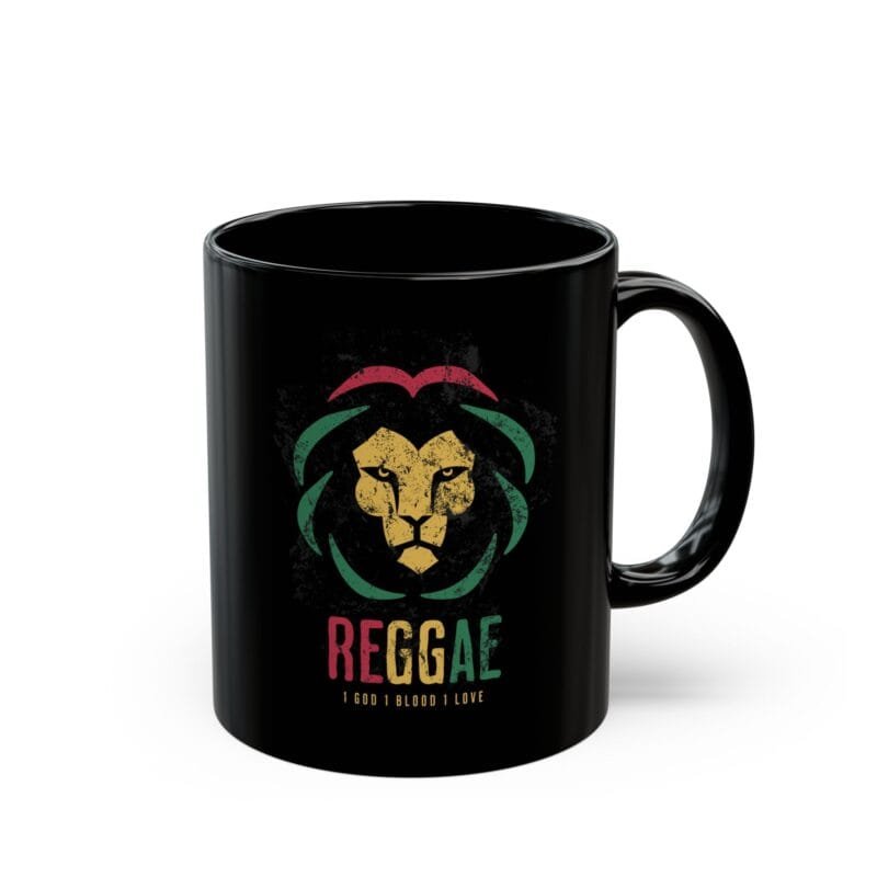 REGGAE Reggae Lion Mug - Black Ceramic Coffee Cup (11oz, 15oz) - Perfect for Music Lovers & Gift Giving $8.30