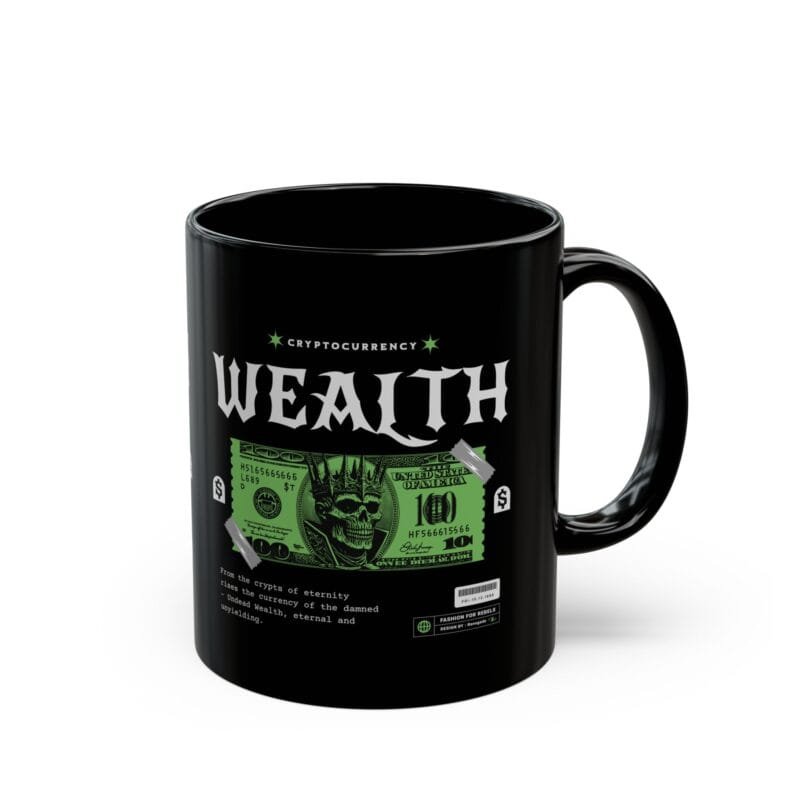UNDEAD WEALTH Crypto Wealth Black Mug - 11oz & 15oz, Perfect Gift for Cryptocurrency Enthusiasts $8.30