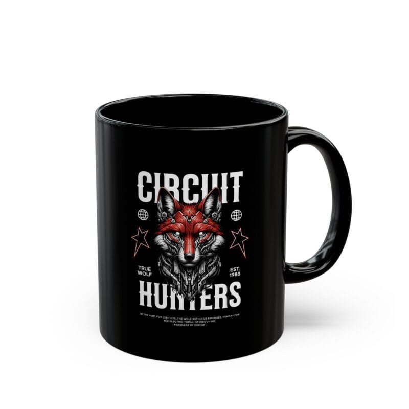 CIRCUIT HUNTER Circuit Hunters Wolf Mug - 11oz & 15oz Black Ceramic Coffee Cup $8.30
