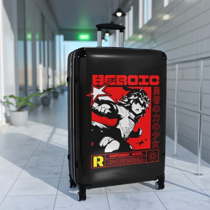 Heroic girl empower pride suitcase