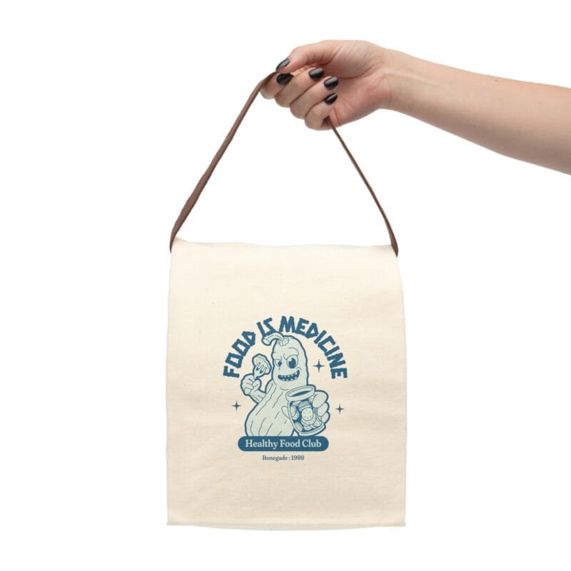 FOOD IS MEDICINE Food Is Medicine Canvas Lunch Bag with Strap - Eco-Friendly Tote for Healthy Eating $14.97