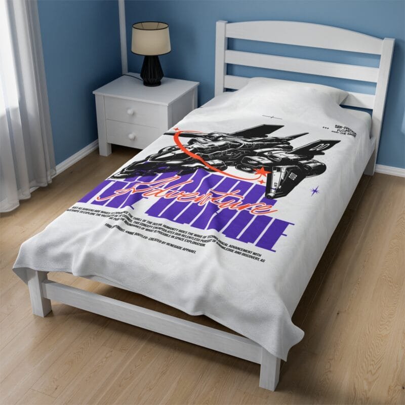 SPACESHIP ANIME ADVENTURE Adventure-Themed Velveteen Plush Blanket - Cozy Space Exploration Decor $38.15