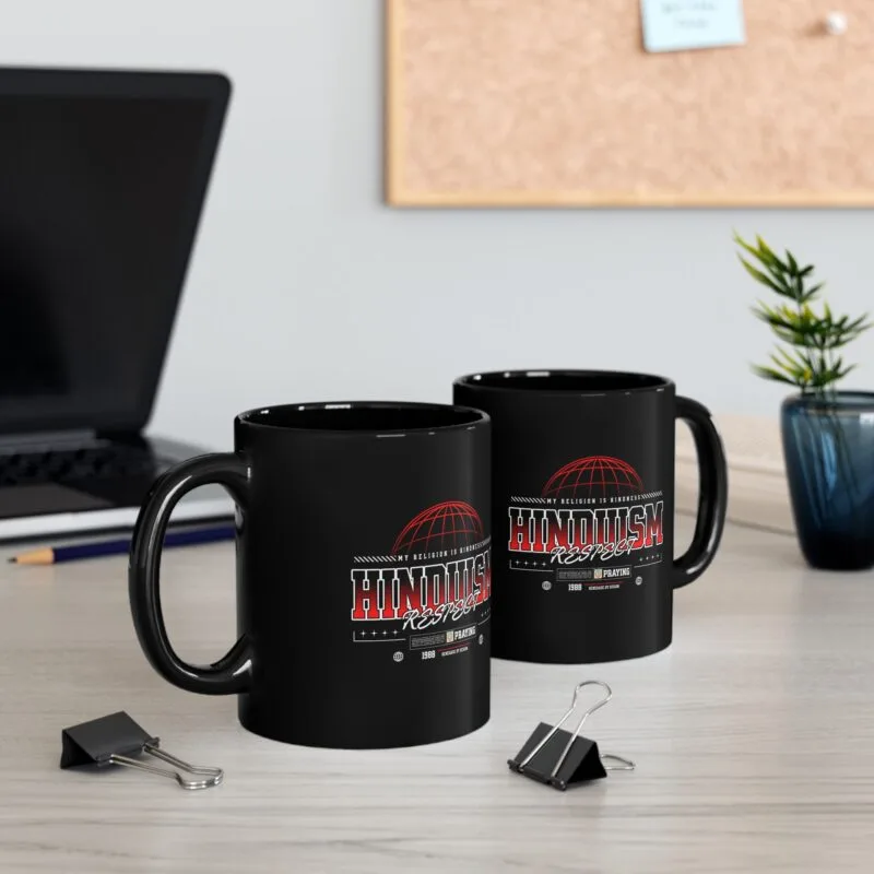 HINDUISM Respect Hinduism Black Mug - 11oz & 15oz | Inspirational Gift for Spirituality Enthusiasts $8.30