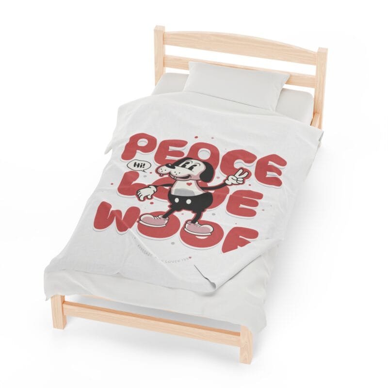 PEACE LOVE WOOF Peace Love Woof Velveteen Plush Blanket for Dog Lovers $38.15