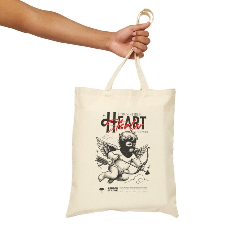 IRRESISTIBLE HEARTH STEALER Heart Thief Cotton Canvas Tote Bag - Chic & Playful Eco-Friendly Bag for Everyday Use $11.53