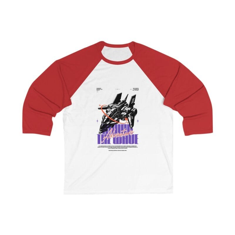 SPACESHIP ANIME ADVENTURE Retro Fantasy Space Fighter Baseball Tee | Unisex 3/4 Sleeve $22.64 E