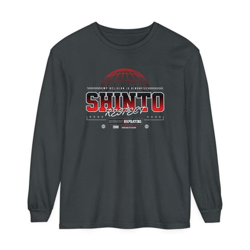 SHINTO Unisex Garment-Dyed Long Sleeve T-Shirt - Shinto Respect Design $26.59