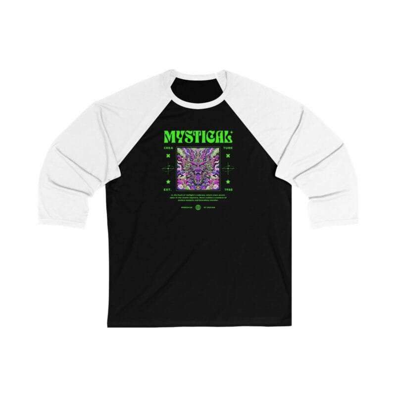 MYSTICAL CREATURE Mystical Unisex 3/4 Sleeve Baseball Tee - Retro Vibe, Perfect for Festivals & Casual Wear $24.13