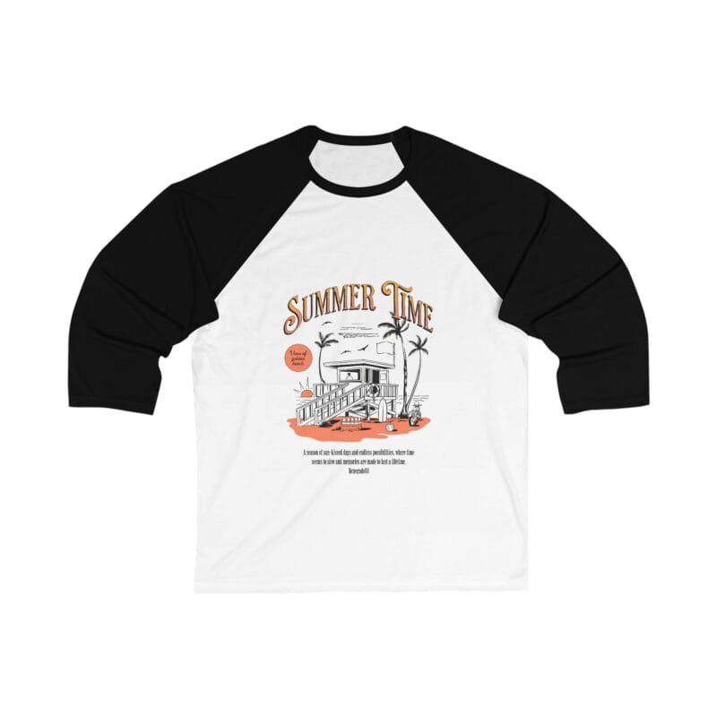 SUMMER TIME Retro Summer Time Unisex 3/4 Sleeve Baseball Tee $22.64