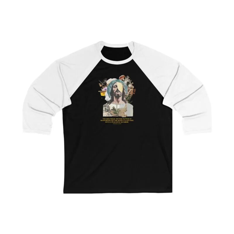 THE RHYTHMIC OF RAINDROPS Vintage-Inspired Unisex 3/4 Sleeve Baseball Tee - Nature and Art Design $24.13