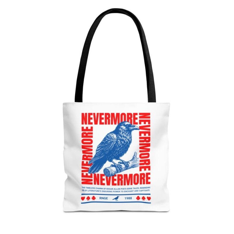 THE RAVEN NEVERMORE POETRY LOVER BIRD Edgar Allan Poe Inspired Tote Bag – "Nevermore" Design $13.86