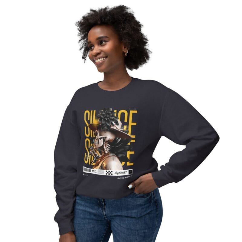 SILENCE GUN Unisex Lightweight Crewneck Sweatshirt $36.54