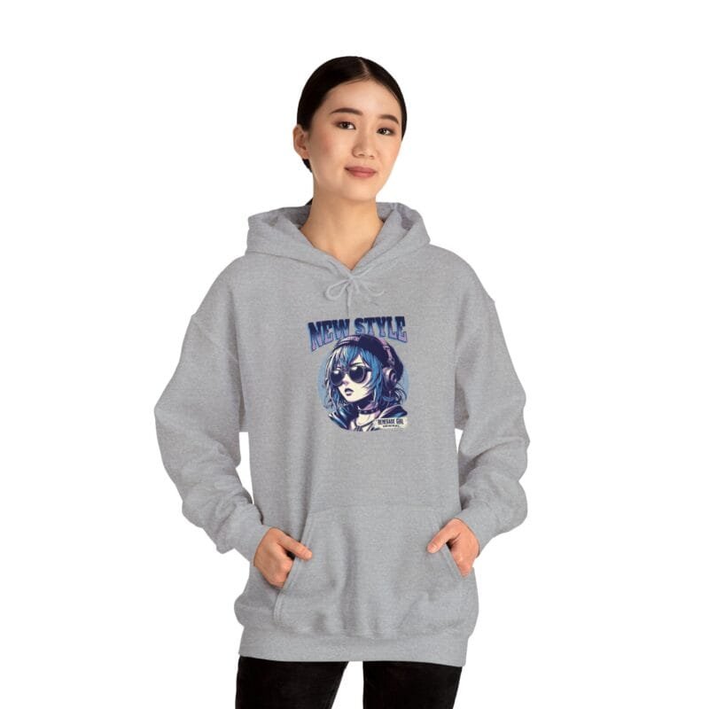 ANIME GIRL WITH HEADPHONE Unisex Heavy Blend™ Hoodie with 'New Style' Graphic - Casual Streetwear $26.68