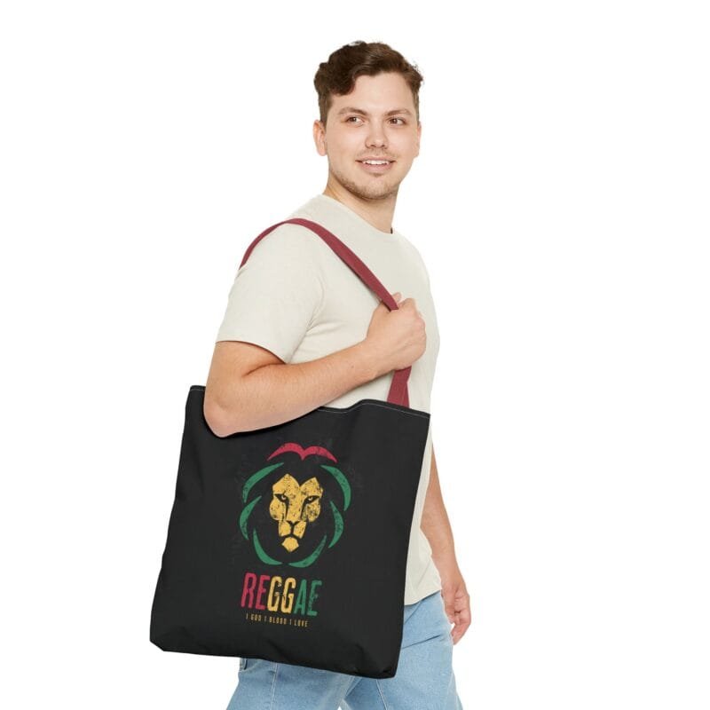 REGGAE Reggae Lion Tote Bag - I God I Blood I Love - Stylish Eco-Friendly Carryall $13.86