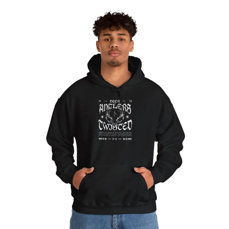 DEER ANTLERS Anglers Twisted Unisex Hooded Sweatshirt - Stylish Fishing Apparel $26.68