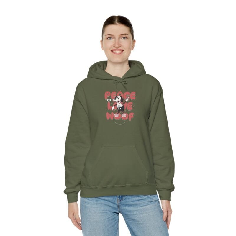 PEACE LOVE WOOF Peace Love Woof Unisex Heavy Blend™ Hoodie - Cute Dog Lover Sweatshirt $26.68