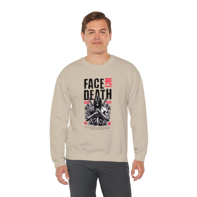 FACE DEATH Face Death Unisex Heavy Blend™ Crewneck Sweatshirt - Edgy Graphic Design for Comfort and Style $22.03