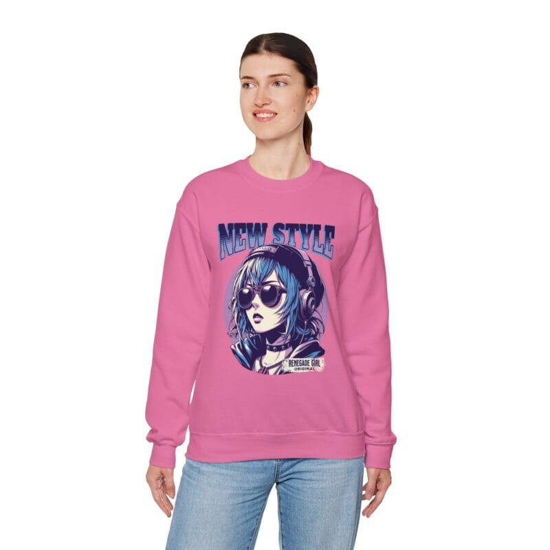 ANIME GIRL WITH HEADPHONE Unisex Heavy Blend™ Crewneck Sweatshirt $22.03