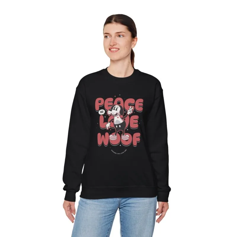 PEACE LOVE WOOF Pet Lover's Peace Love Woof Crewneck Sweatshirt $22.03