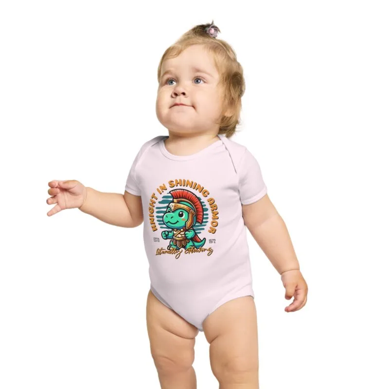 BABY KNIGHT Cute Dinosaur Knight Short Sleeve Baby Bodysuit - Perfect for Playful Moments $17.74
