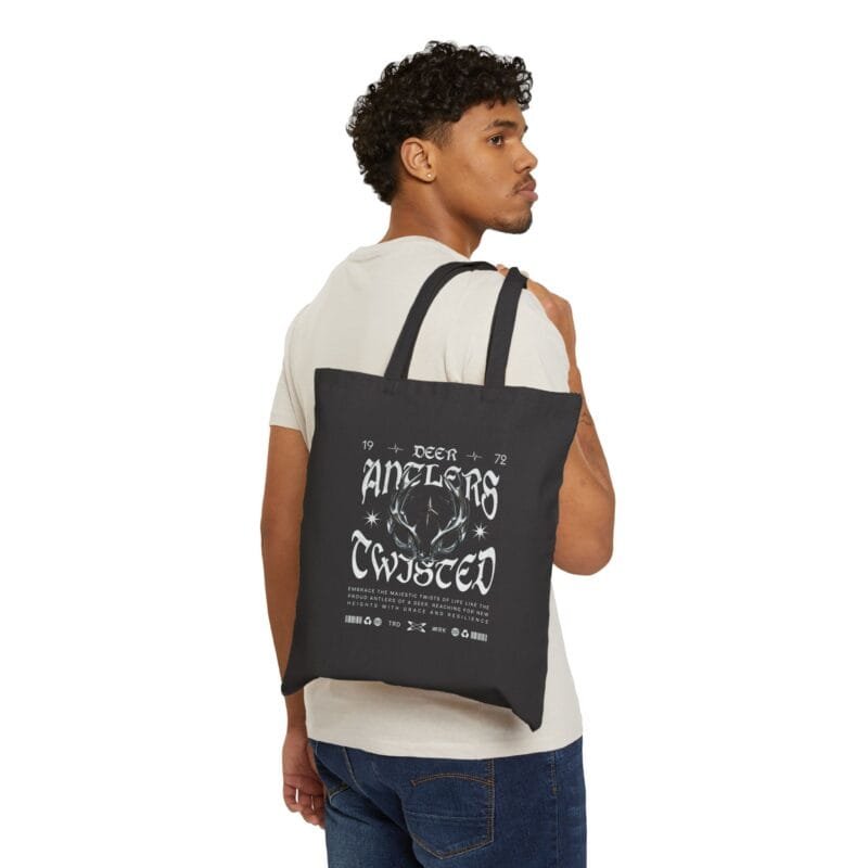 DEER ANTLERS Twisted Antlers Cotton Canvas Tote Bag - Stylish and Durable for Outdoorsy Enthusiasts $11.53