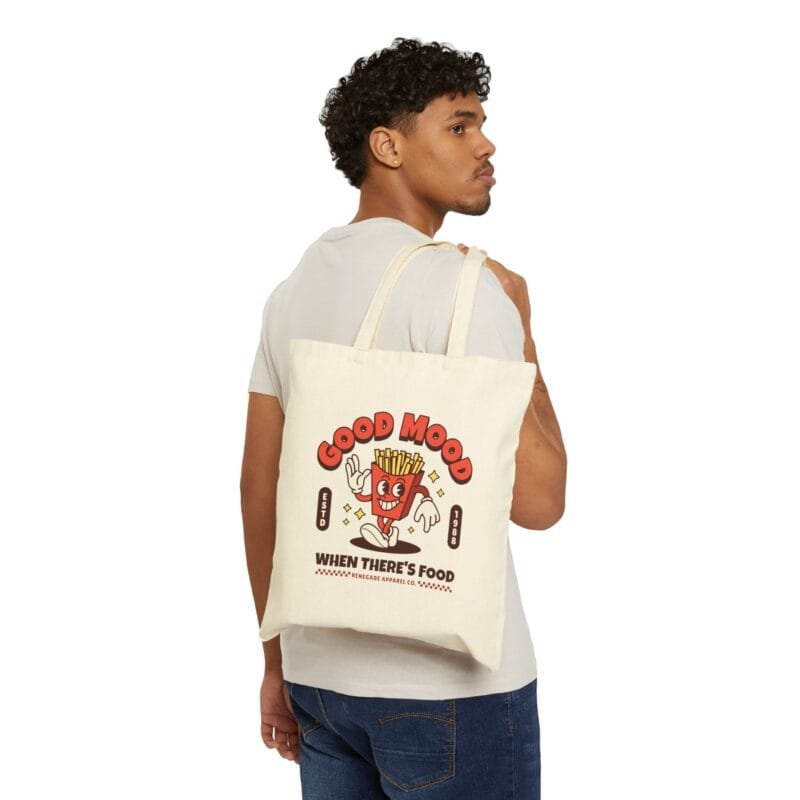 CUTE RETRO FRIES Good Mood Cotton Canvas Tote Bag - Perfect for Food Lovers $11.53