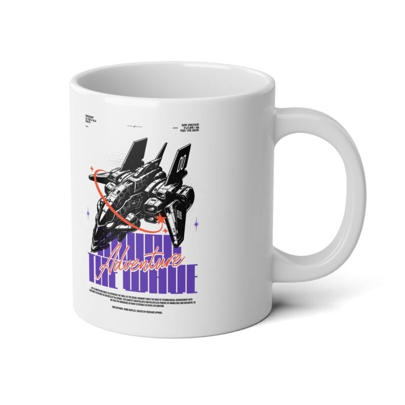 SPACESHIP ANIME ADVENTURE Retro-Inspired Jumbo Mug - 20oz Cosmic Design for Sci-Fi Lovers $15.73