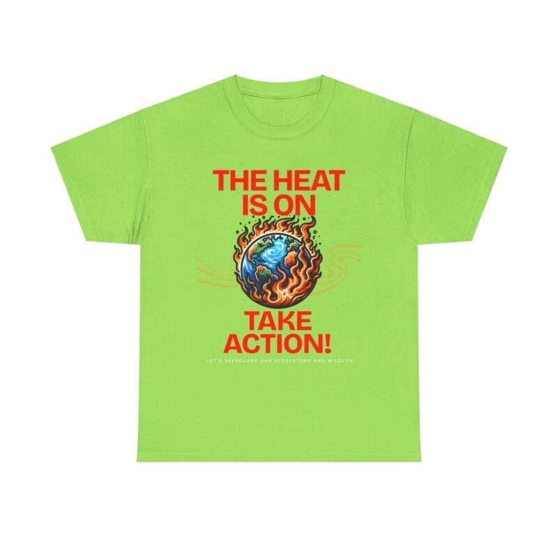 Earth the heat is on - Unisex Heavy Cotton Tee - "The Heat is On, Take Action!" Climate Awareness Shirt $11.76