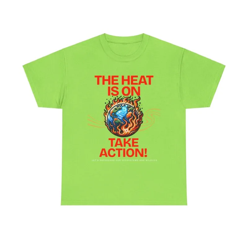Earth the heat is on - Unisex Heavy Cotton Tee - "The Heat is On, Take Action!" Climate Awareness Shirt $11.76