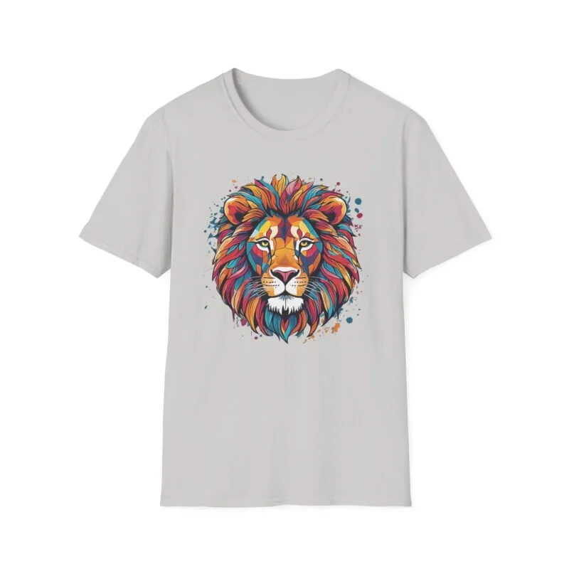 LION 5 - Colorful Lion Unisex Softstyle T-Shirt | 'The Jungle Bows to the Brave' $16.97