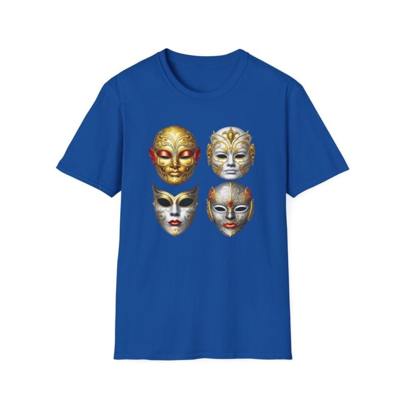 Artistic Mask 1 - Collection Unisex Softstyle T-Shirt - Front and Back Design, Ideal for Celebrations & Climate Awareness