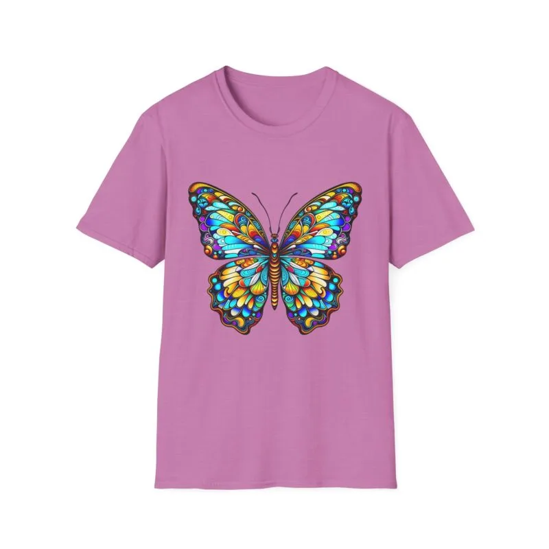 Colorful Butterfly & Inspirational Quote Unisex Softstyle T-Shirt $16.92