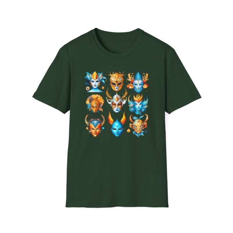 Colorful Mask 1 - Art Unisex T-Shirt - Eco-Friendly Design for Artsy Souls $16.92
