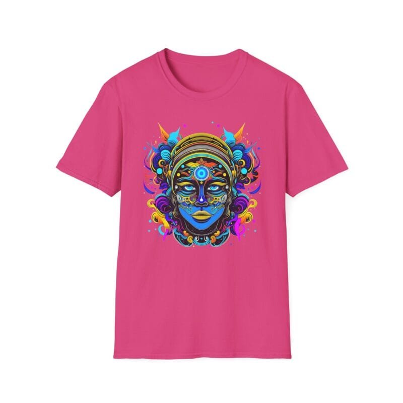 Colorful face - Vibrant Goddess Graphic Unisex Softstyle T-Shirt - Bohemian Art Tee $16.92