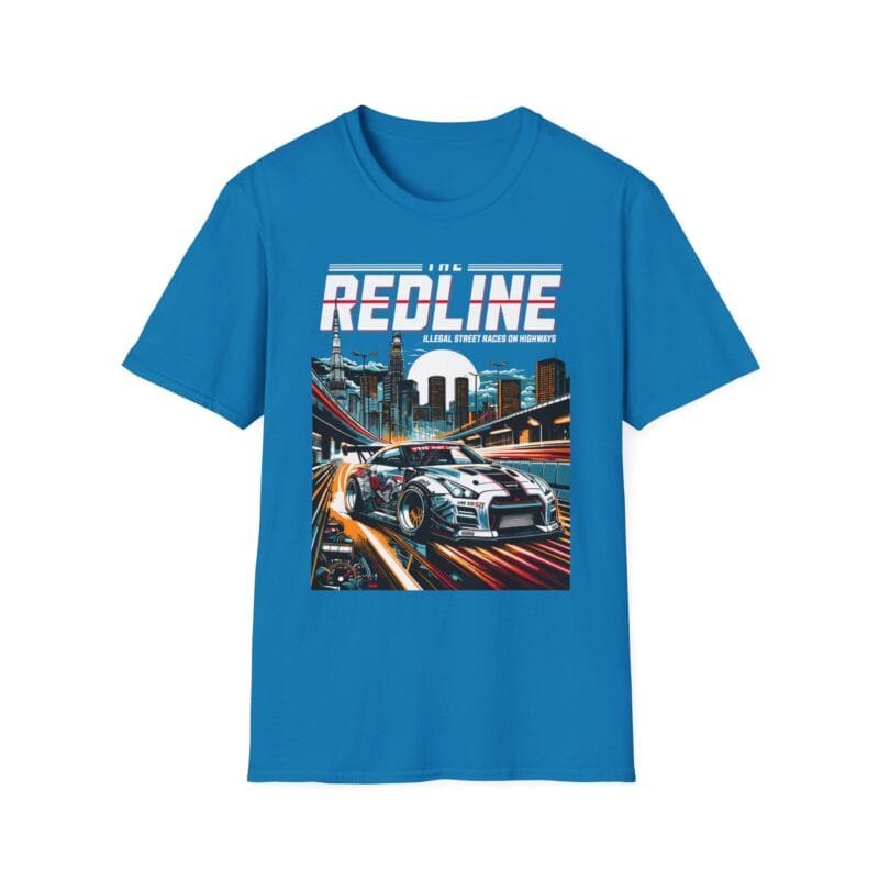 Red Line Car Enthusiast Unisex Softstyle T-Shirt - Vintage Racing Design with Travel Quote $17.88
