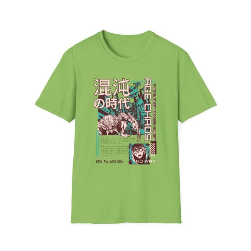 Age of Chaos - Unisex Softstyle T-Shirt - Futuristic Anime Design with Inspirational Quote $17.88