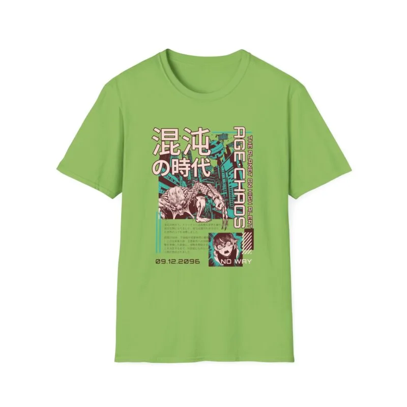 Age of Chaos - Unisex Softstyle T-Shirt - Futuristic Anime Design with Inspirational Quote $17.88