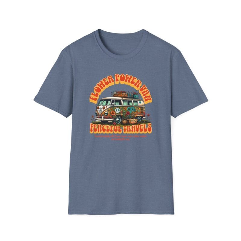 Flower Power Van - Peaceful Travels T-Shirt, Boho Style Tee, Vintage VW Bus Shirt, Unisex Summer Wear, Festival Clothing, Retro Graphic Tee $17.88