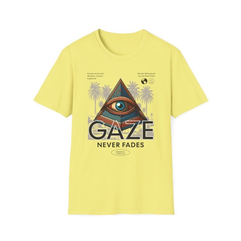 Ancient Egypt Pyramid - Unisex Softstyle T-Shirt - "GAZE Never Fades" with Inspirational Quote $17.88