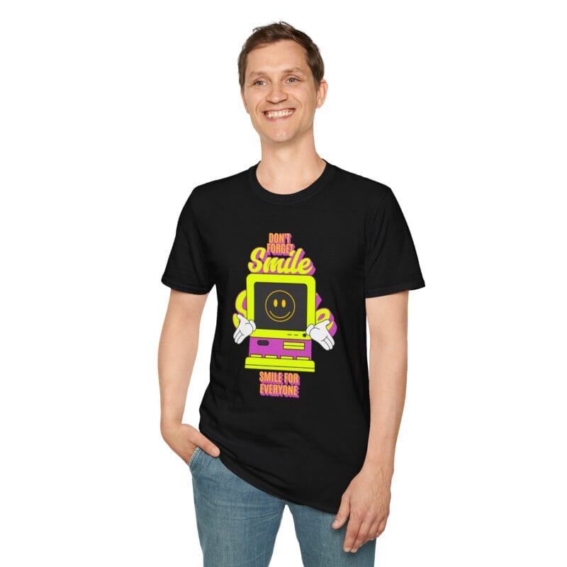 Dont Forget to Smile - Retro Graphic T-Shirt, Vintage Smile Computer Tee, Unisex Softstyle Shirt, Casual Gift for Tech Lovers, Fun Everyday Wear $17.88