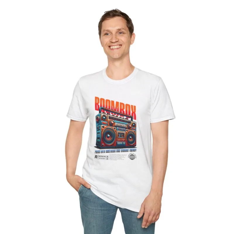 Boombox 1 - T-Shirt, Music Lovers Tee, 80s Style Shirt, Unisex Graphic Tee, Vintage Music Apparel, Gift for Music Enthusiasts $17.88