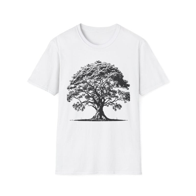 Black and White tree 2- Eco-Inspired Unisex Softstyle T-Shirt - Tree Design & 'Ego Not' Quote $17.88