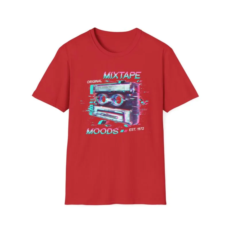 Mixtape Neon Glitch - Retro Mixtape Graphic T-Shirt, Vintage Music Tee, Perfect for Music Lovers, 80s Nostalgia Shirt, Gift for Birthdays, Music Events $17.88