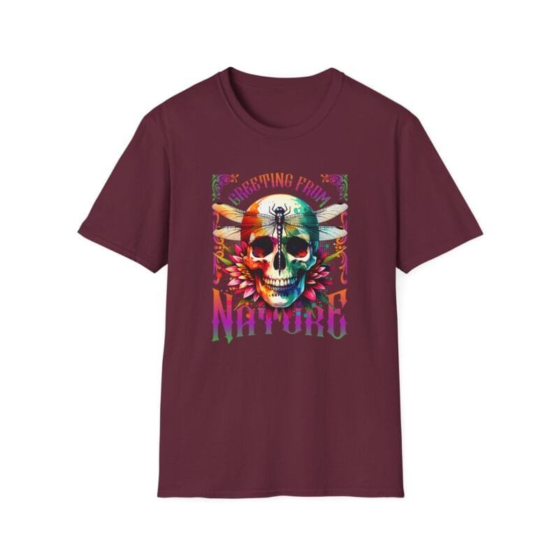 Greeting from Nature Unisex T-Shirt - Eco-Friendly Graphic Tee with Skull Design $17.88