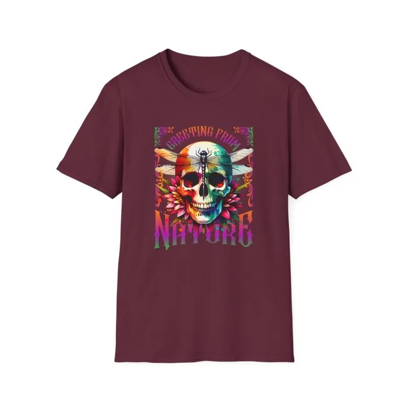 Greeting from Nature Unisex T-Shirt - Eco-Friendly Graphic Tee with Skull Design $17.88