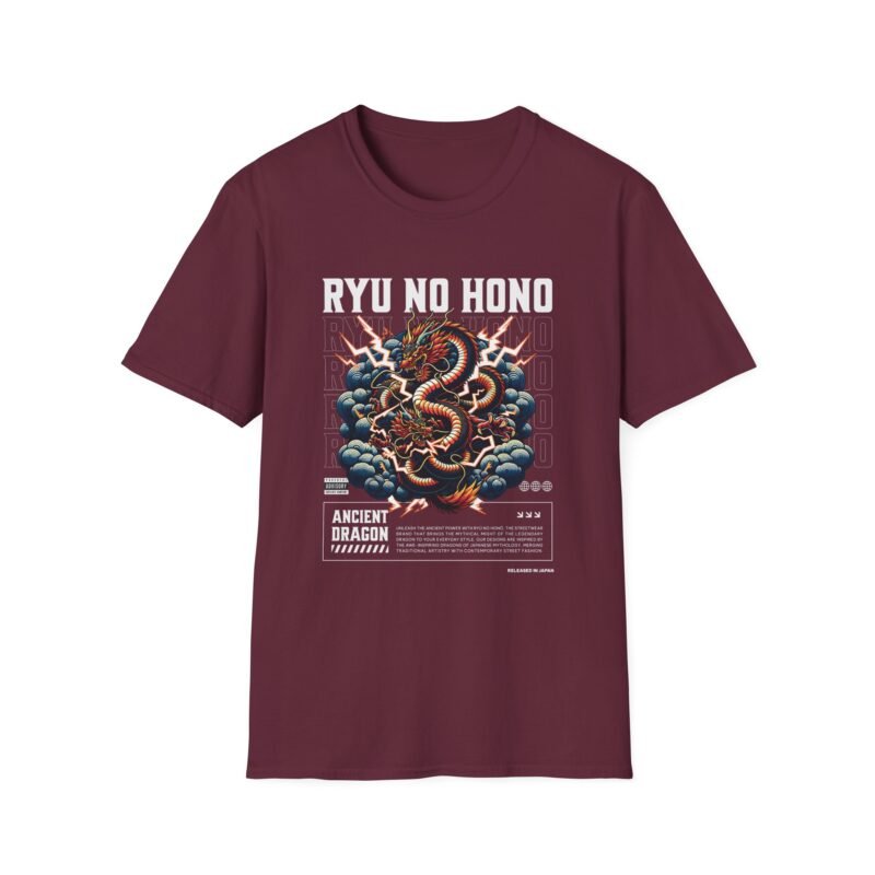 Ryu No Hono - Unisex Dragon Graphic T-Shirt - RYU NO HONO Design, Cool Casual Wear, Gift for Anime Fans, Streetwear, Unique Summer Top $17.88