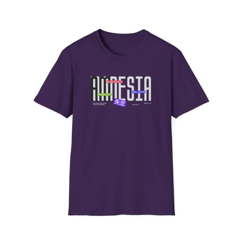 Amnesia - Chic Graphic Tee, Casual Style T-Shirt, Gift for Her, Trendy Apparel, Summer Fashion, Birthday Gift, Art Print Shirt $17.86