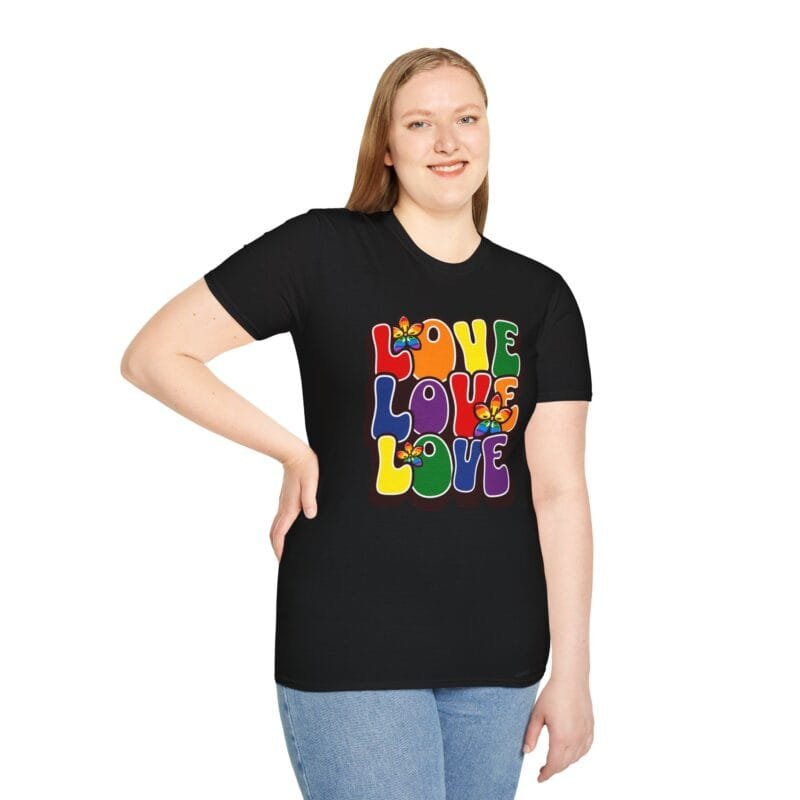 Rainbow Love - Colorful Love Message Unisex T-Shirt, LGBTQ+ Pride Shirt, Affirmation Tee, Gift for Friends, Casual Wear, Everyday Comfort $17.88